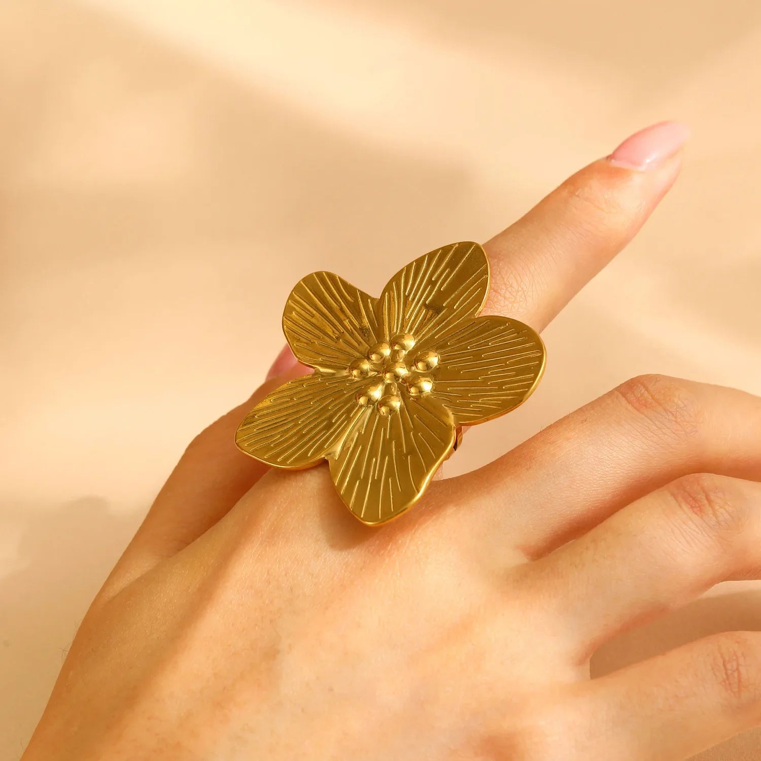 Bague Golden Flower - Acier Inoxydable Femme