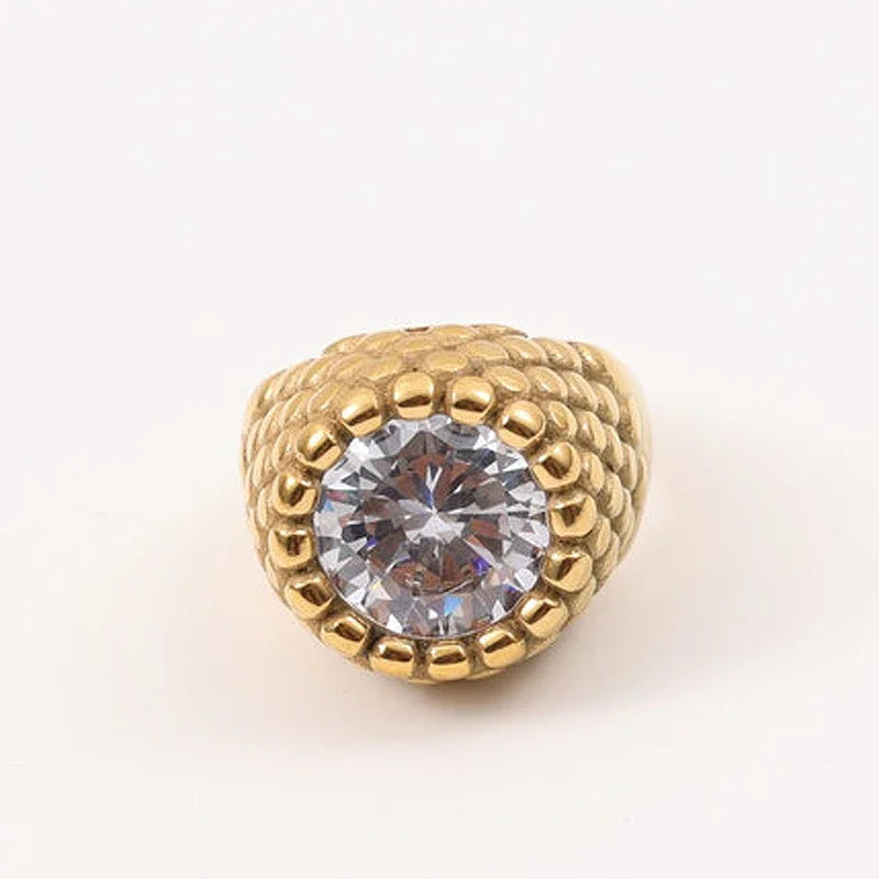 Chevalière Crystal - Acier Inoxydable Femme