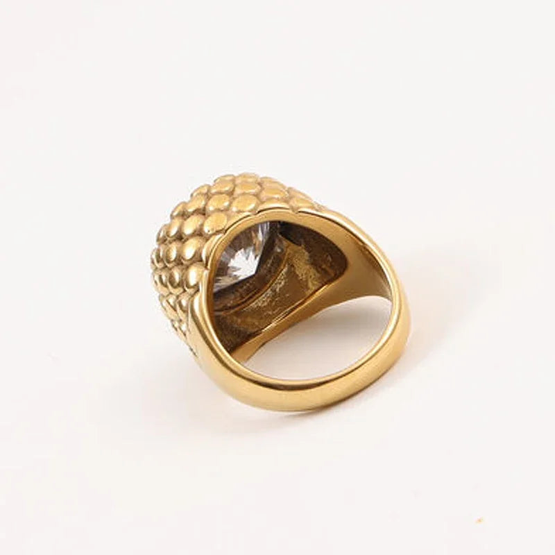 Chevalière Crystal - Acier Inoxydable Femme