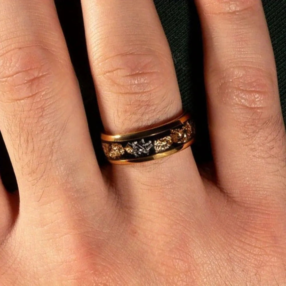 Bague Gold Inlay - Acier Inoxydable Homme