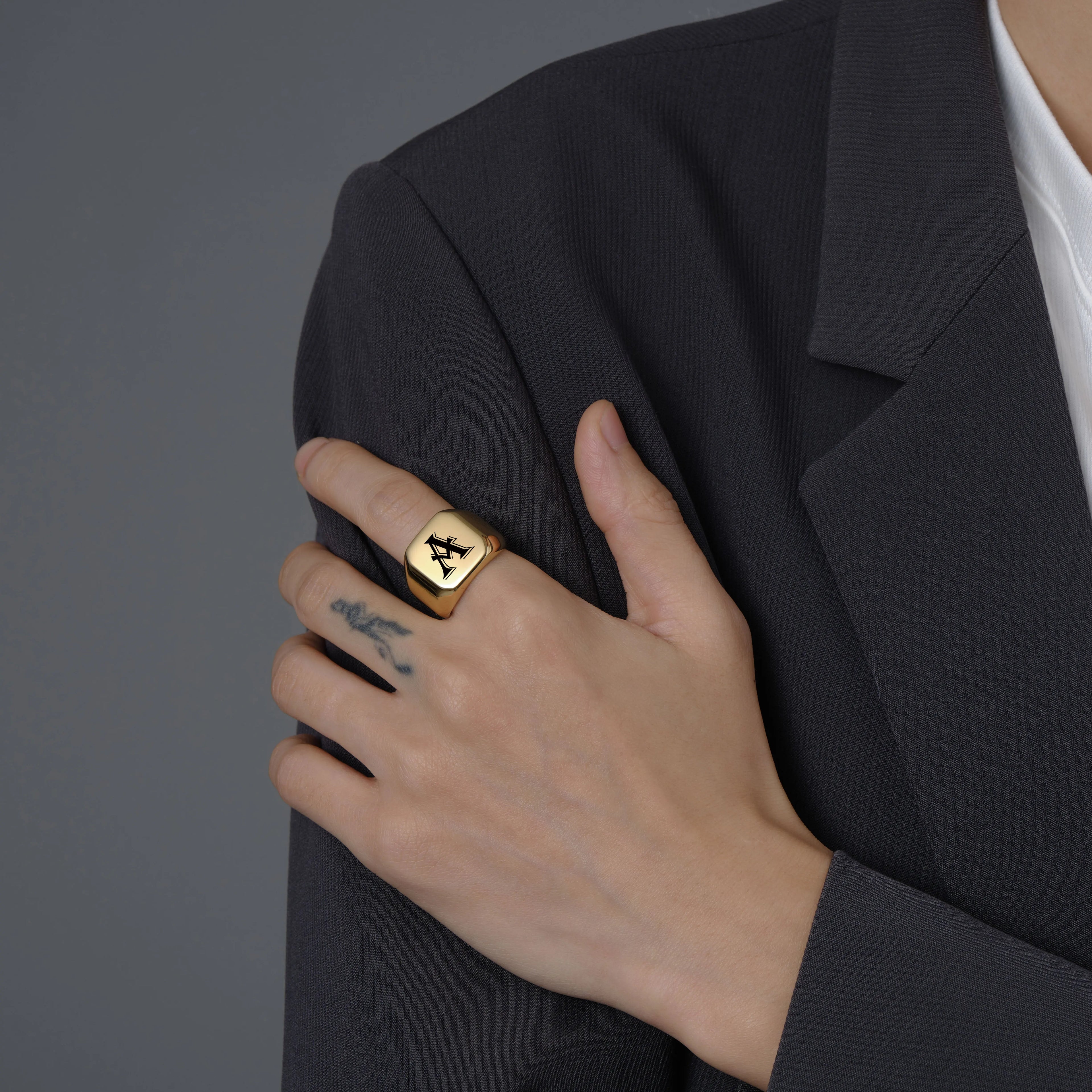 Chevalière Letter - Acier Inoxydable Homme