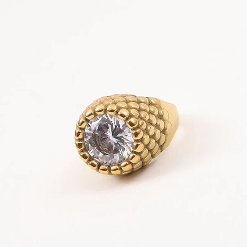 Chevalière Crystal - Acier Inoxydable Femme