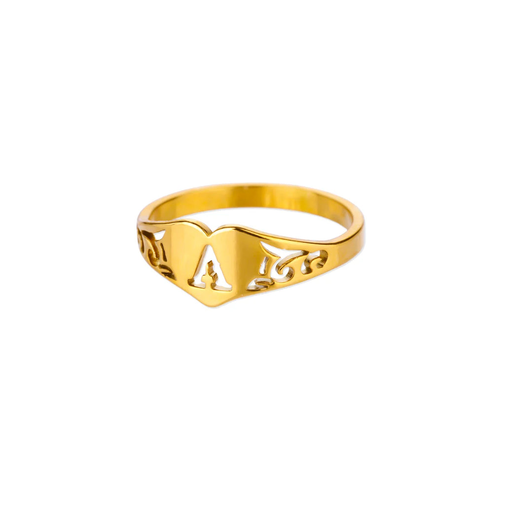 Chevalière Initial - Acier Inoxydable Femme